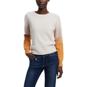Desigual Damen-Kaschmirpullover in Beige mit orangefarbenen Farbverlaufsärmeln