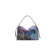 Colorful graphic print shoulder bag with side lacing details for Desigual Womens Fall Winter collection
