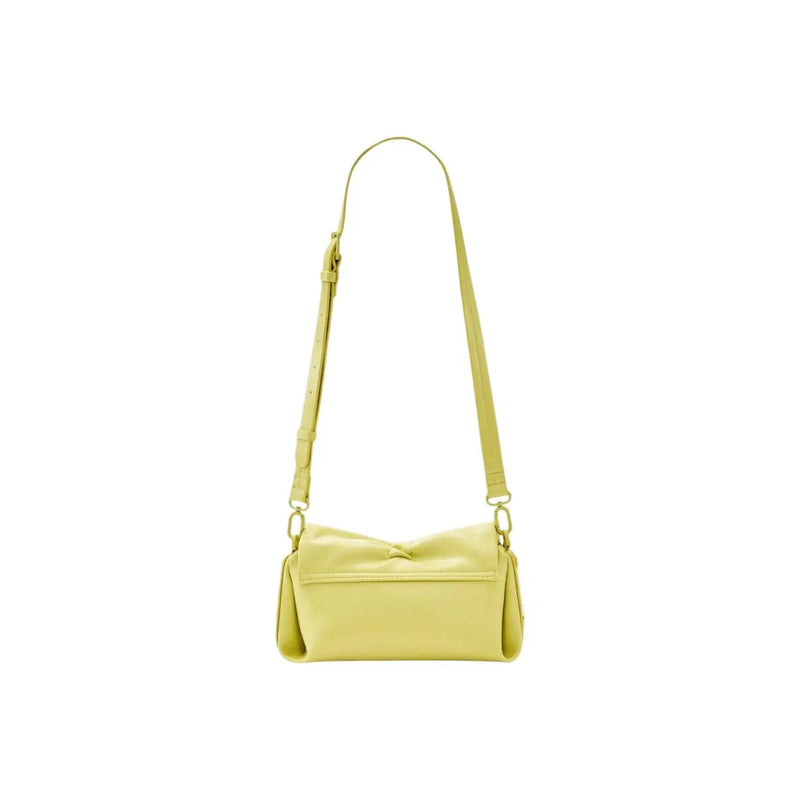 A sleek pale yellow leather Desigual crossbody handbag with minimalist design adjustable strap and pockets