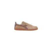 Diadora Baskets basses pour homme en cuir bleu, style game, avec bande en daim beige et cuir marron et semelle en gomme.