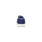 daim bleu marine Diadora Baskets basses de jeu en cuir pour homme avec semelle en caoutchouc blanc et surpiqûres blanches contrastantes
