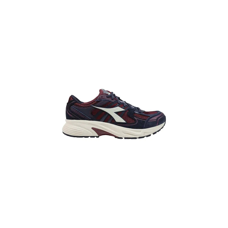 Diadora Graue Herren-Sneaker Mythos Star aus Ledermischung mit dunkelblauen und bordeauxroten Akzenten, Laufschuh mit weißem Swoosh-Logo