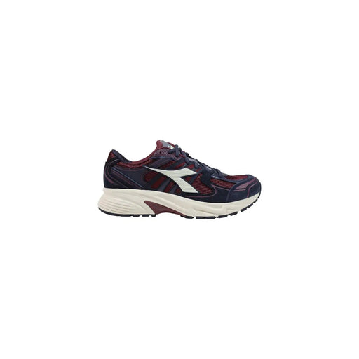 Diadora men grey sneakers mythos star leather blend with dark navy and maroon running shoe and white swoosh logo