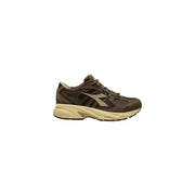 Diadora graue Herren-Sneaker Mythos Star aus Ledermischung mit braunem Mesh- und Wildleder-Obermaterial, beiger Zwischensohle und schwarzen Schnürsenkeln