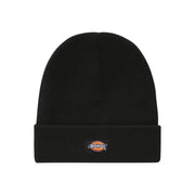 Dickies Schwarze Herrenmütze mit umgeschlagenem Rand und gesticktem Logo, Vorderansicht