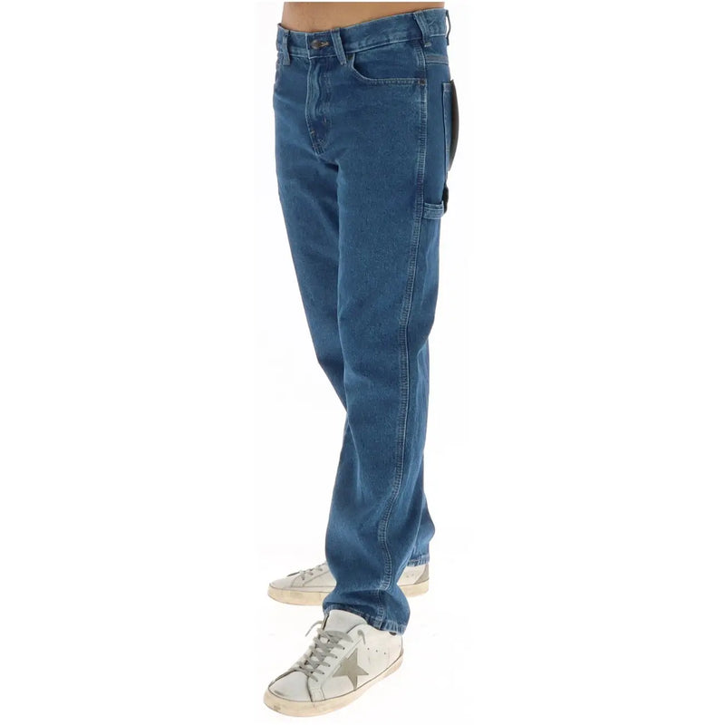 Dickies jeans for men in blue denim with classic fit and cargo pockets, front view
