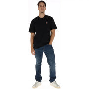 Dickies mens black cotton short sleeve t shirt with small embroidered logo on the left chest