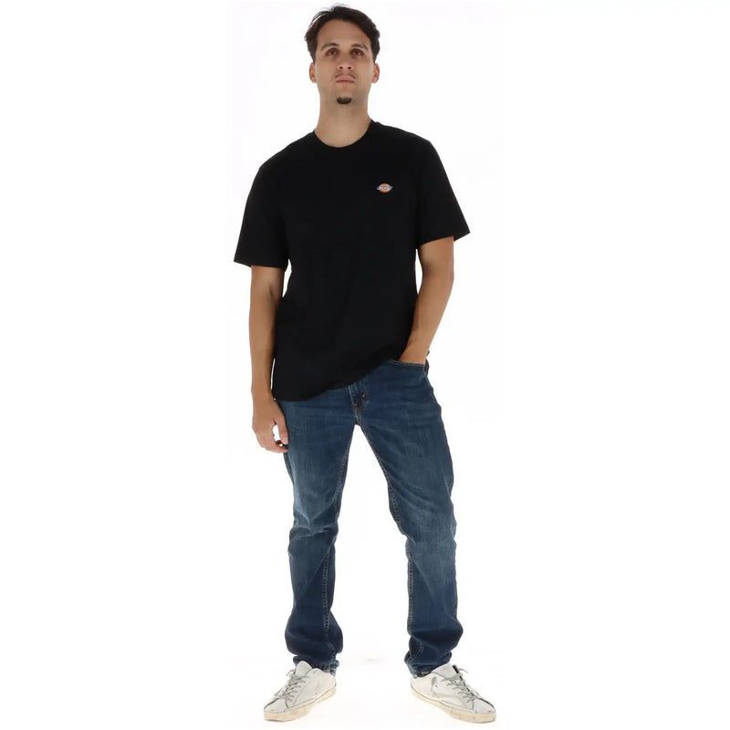 Dickies mens black cotton short sleeve t shirt with small embroidered logo on the left chest