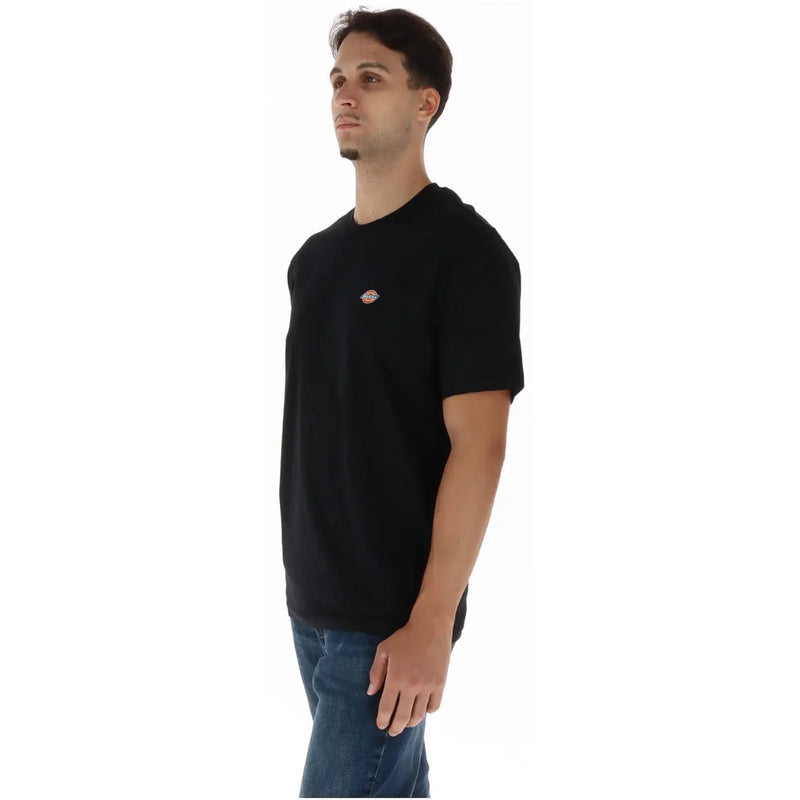 Dickies mens black cotton short sleeve t shirt with small embroidered logo on the left chest