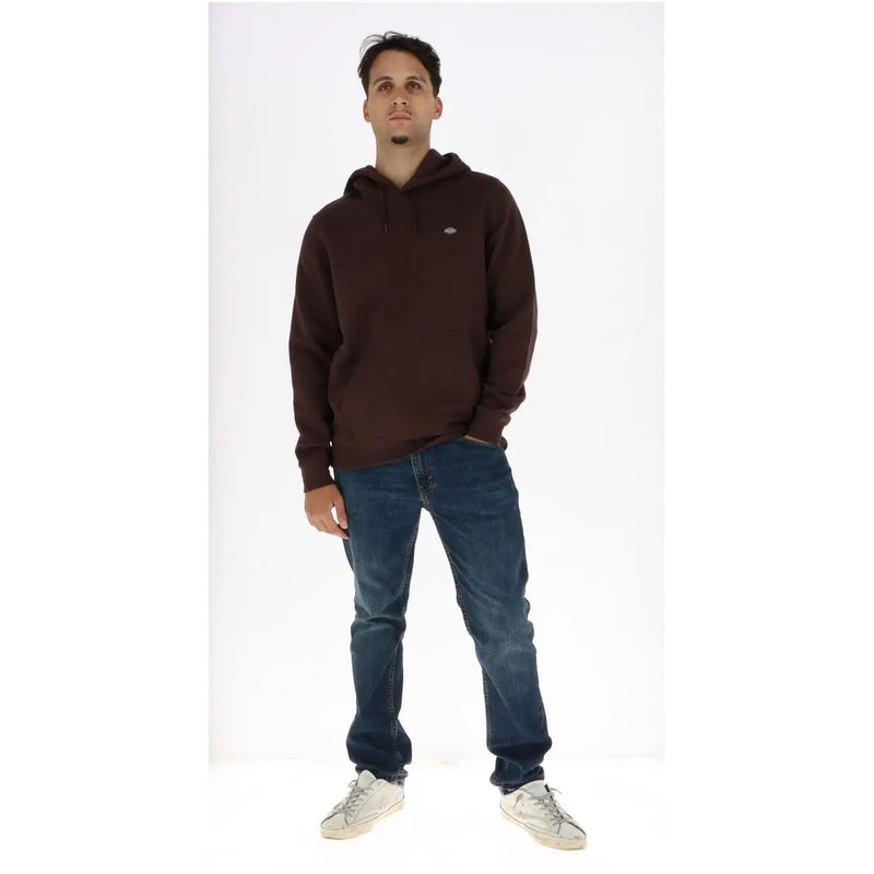 Dickies Brauner Herren-Hoodie aus Baumwolle mit dunkelbraunem, langärmeligem Design und kleinem Logo auf der Brust.