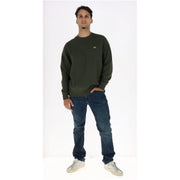 Dickies mens green cotton long-sleeved crewneck sweatshirt with small embroidered logo on left chest