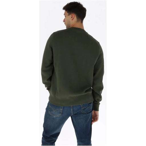 Dickies Sweat-shirt homme vert olive en coton à col rond, manches longues et poignets côtelés, idéal pour une tenue décontractée.