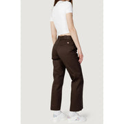 Brown dickies women trousers with a classic fit cotton blend and subtle stitching detail cargo pants front view