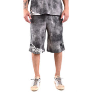 Diesel Baumwollshorts für Herren in verwaschenem, grauem Batikmuster mit ausgefransten Säumen, Vorderansicht