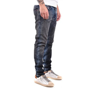 Diesel Slim-Fit-Jeans für Herren aus dunkelblauem Denim mit Used-Look-Details, Vorderansicht