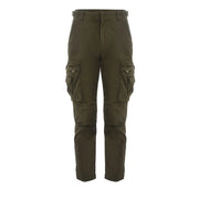 Diesel men green cotton cargo trousers with multiple pockets and durable olive green fabric finish