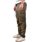 Diesel men green cotton cargo pants with multiple pockets and a drawstring waistband for casual wear