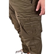 Diesel men green cotton cargo trousers with multiple pockets and durable fabric texture for rugged wear