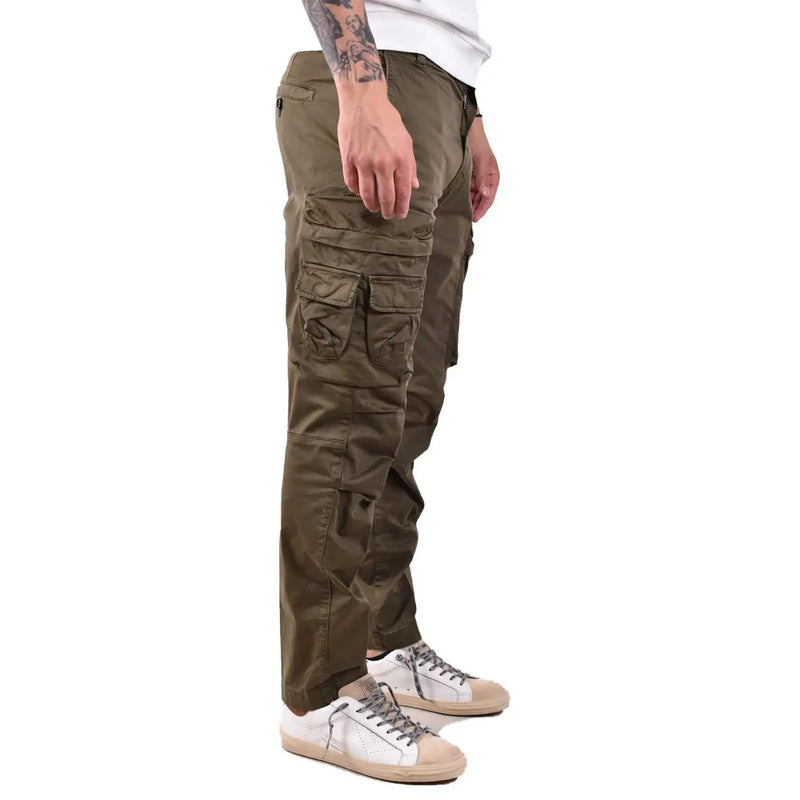 Diesel men green cotton cargo pants with multiple pockets and durable fabric finish for versatile wear