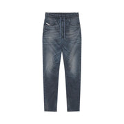 Dark-wash Diesel men jeans with drawstring waistband subtle fading made of lyocell cotton stretch fabric