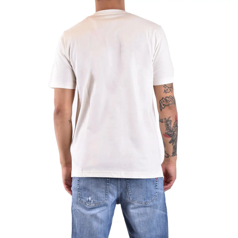 Diesel men white cotton t shirt round neck with a simple crew neck and short sleeves