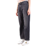Diesel Schwarze Damen-Stretchjeans aus Baumwolle in dunkler Waschung mit geradem Bein und dezenten Used-Effekten an den Nähten.