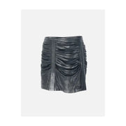 Diesel Grauer, geraffter Minirock aus Acetat und Elasthan, eleganter, dunkler Metallic-Glanz