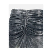Diesel women grey acetate elastane skirt shimmering metallic gray ruched mini skirt with sleek form-fitting design