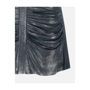 Diesel women grey acetate elastane skirt with sleek metallic silver ruched design and subtle sheen for spring summer