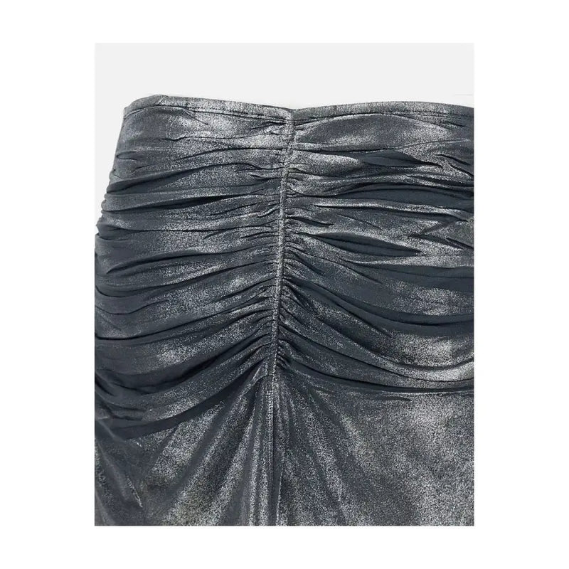 Diesel Damen-Minirock aus grauem Acetat-Elastan mit Raffungen, schimmernd metallisch grau