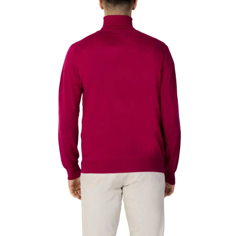 Diktat fuchsia turtleneck knitwear for men featuring a rich magenta color and smooth knit texture with long sleeves