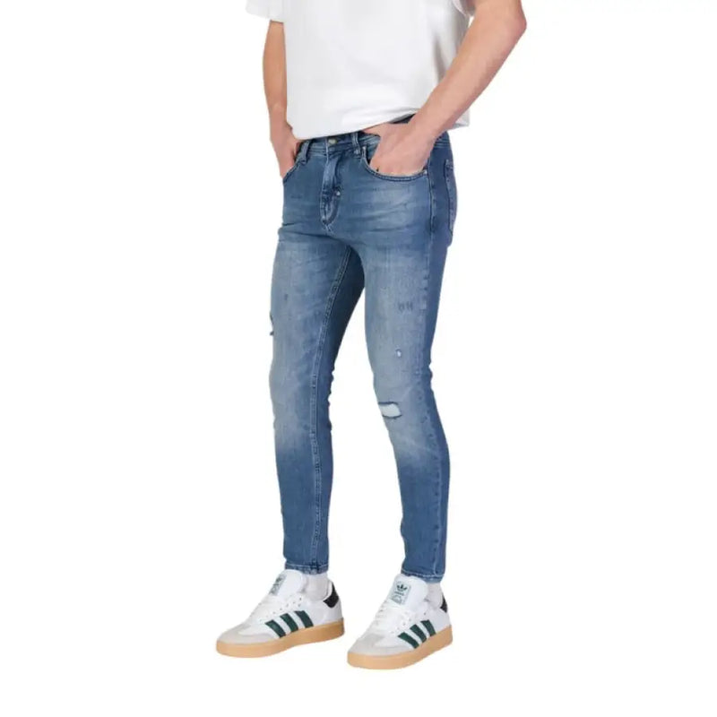 Distressed blue denim jeans from Antony Morato Light Blue Men Jeans Spring Summer collection