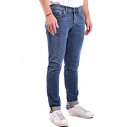Dondup blue cotton elastane slim fit men jeans with rolled cuffs suitable for fall winter wear
