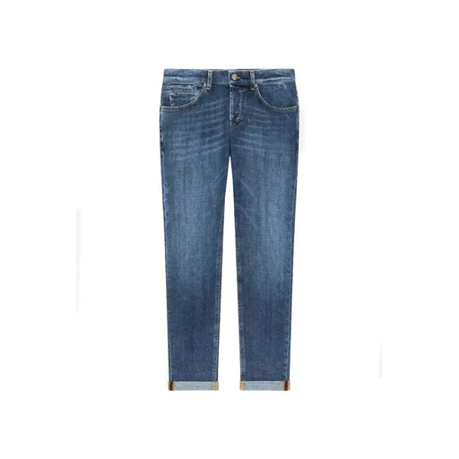 Dondup blue cotton elastane men jeans slim fit with rolled cuffs suitable for fall winter wear