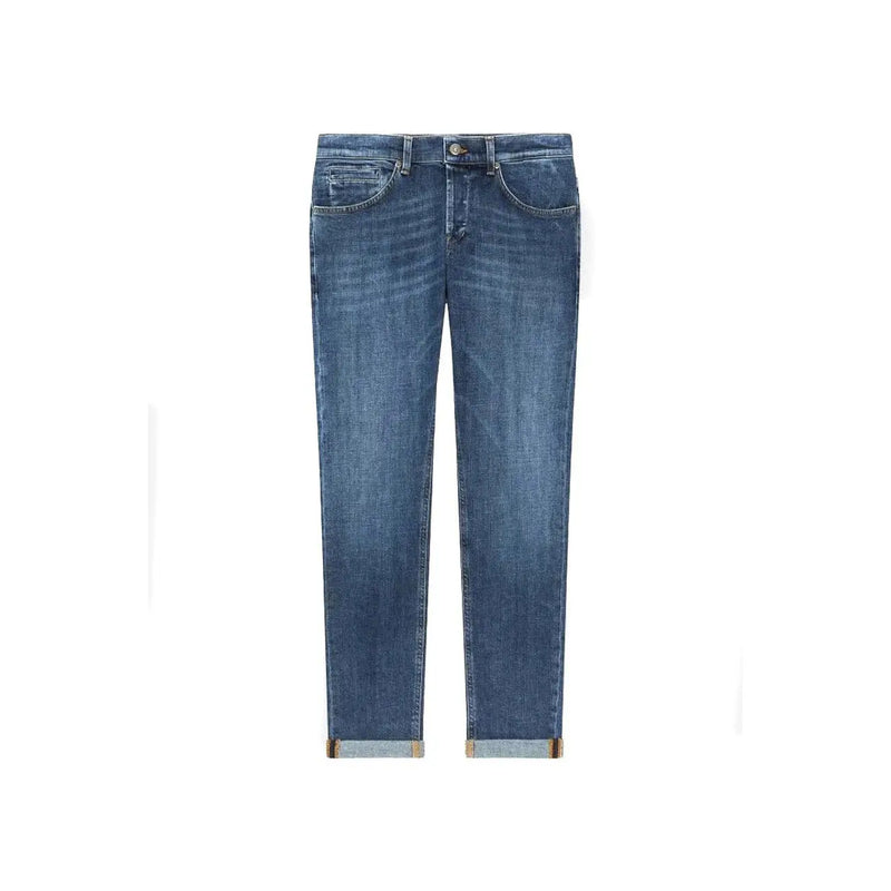 Dondup blue cotton elastane men jeans slim fit with rolled cuffs suitable for fall winter wear