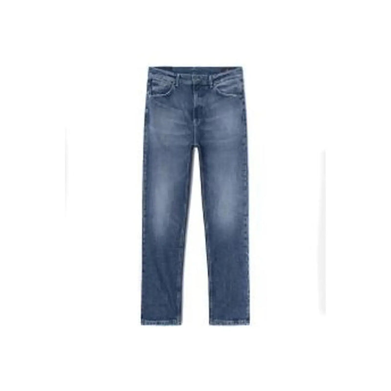 Dondup jeans for women in blue denim with straight-leg cut and faded wash, front view