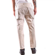 Dondup men beige cotton chino trousers featuring a clean tailored fit and subtle stitching details