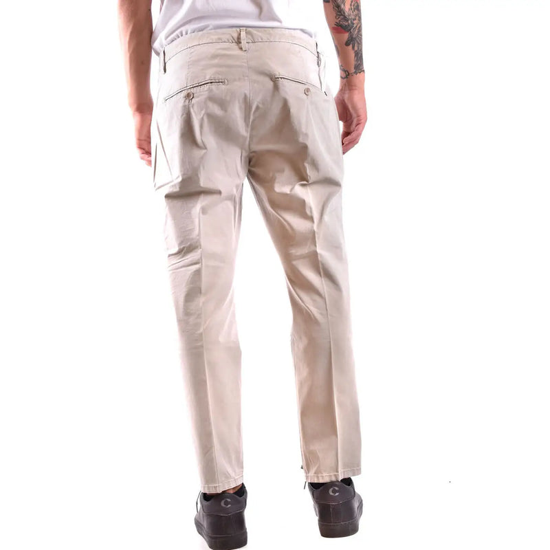 Dondup men beige cotton chino trousers featuring a clean tailored fit and subtle stitching details