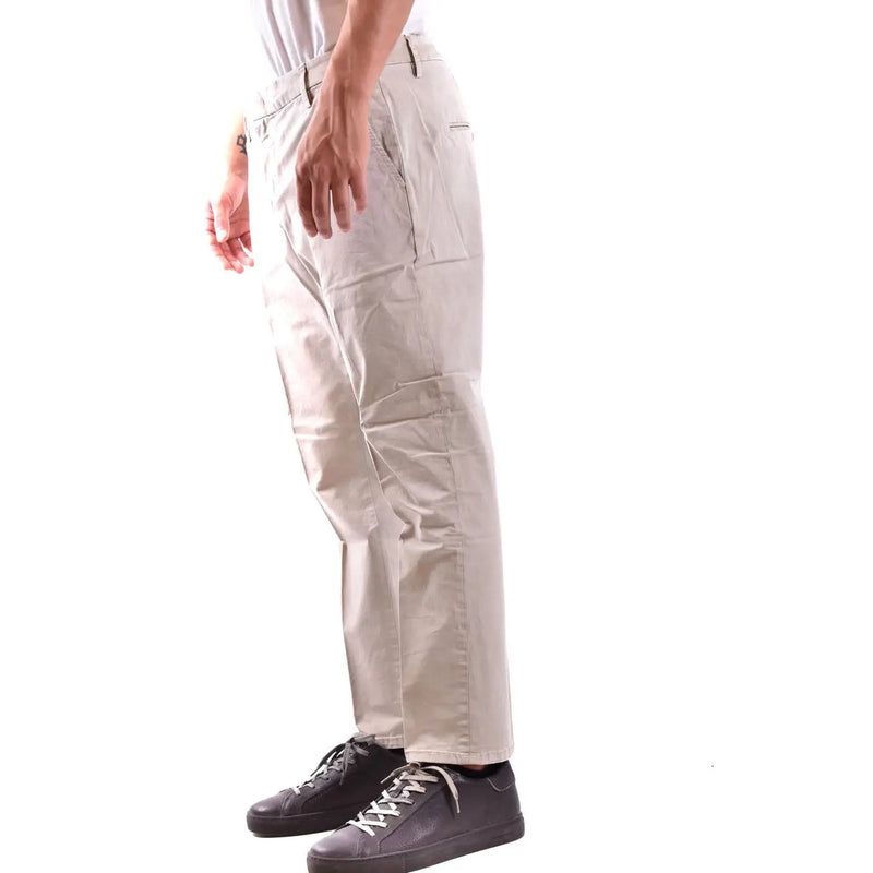 Dondup men beige cotton chino pants with multiple pockets and relaxed fit for casual wear
