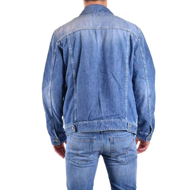 Dondup Herrenblazer aus blauer Baumwolle mit klassischen Ziernähten und geknöpften Manschetten für Frühling und Sommer