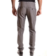 Dondup men grey checked cotton trousers with tailored fit and subtle stitching details in chino style