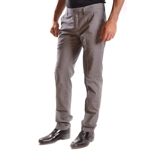 Dondup Pantalon en coton gris à carreaux pour homme, coupe slim et plis discrets à la taille