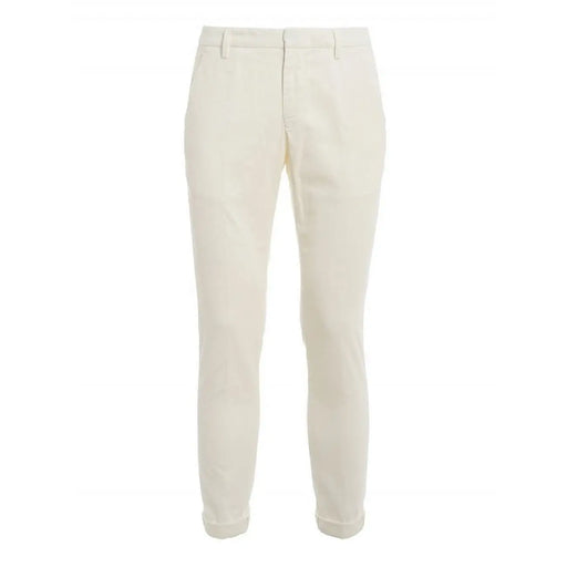 Dondup Pantalon en coton gris pour homme, de couleur crème, coupe slim, avec une silhouette impeccable et des plis marqués.