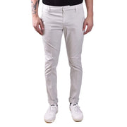 Dondup men grey cotton trousers featuring beige slim fit chino pants with rolled cuffs