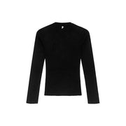 Black ribbed knit long-sleeve sweater with crew neck viscose blend from Dondup women knitwear cardigan collection