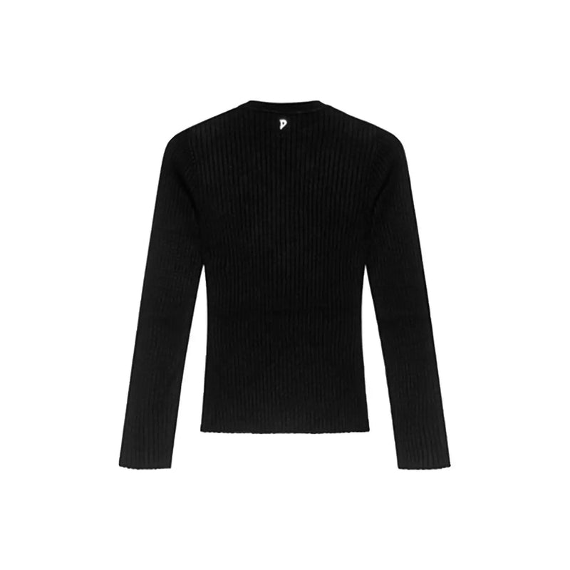 Black ribbed knit long-sleeve sweater with crew neck viscose blend from Dondup women knitwear cardigan collection
