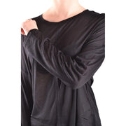 Dondup women black viscose boat neck knitwear with long sleeves and a loose flowing silhouette with subtle texture