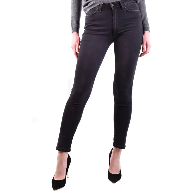Black high-waisted skinny jeans by Dondup with zip button closure designed for fall winter wear