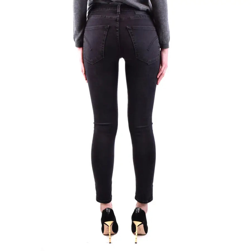Back side of dondup women black slim fit skinny jeans with classic back pockets for fall winter