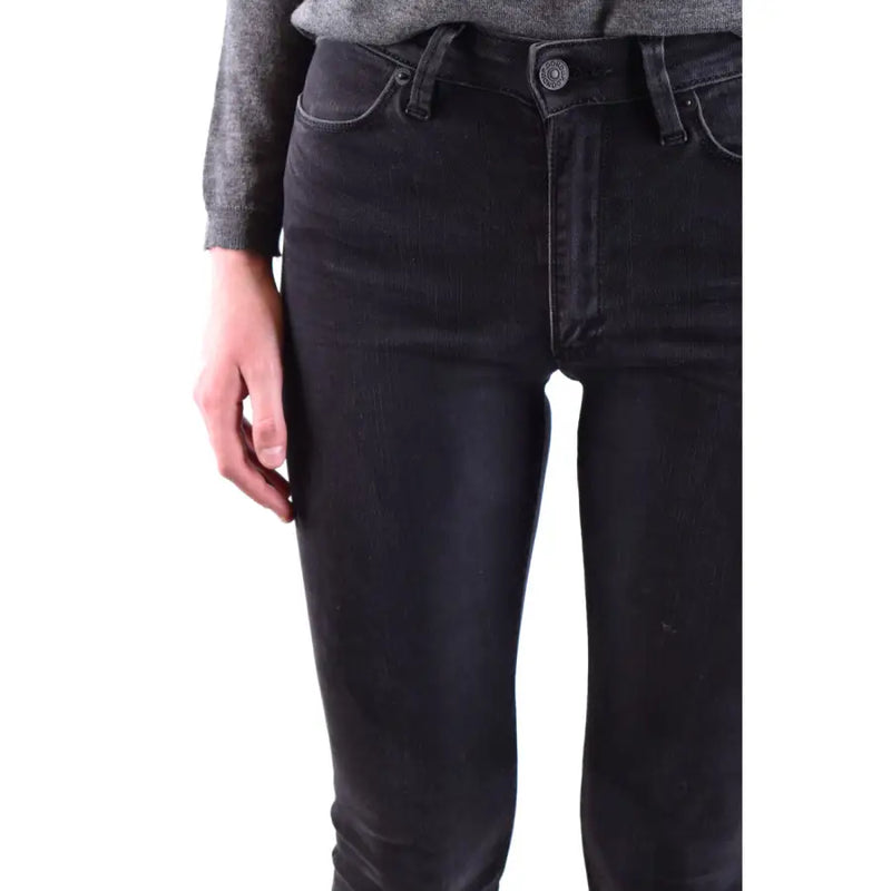 Dondup women black slim fit denim jeans with classic five-pocket design for fall winter wear